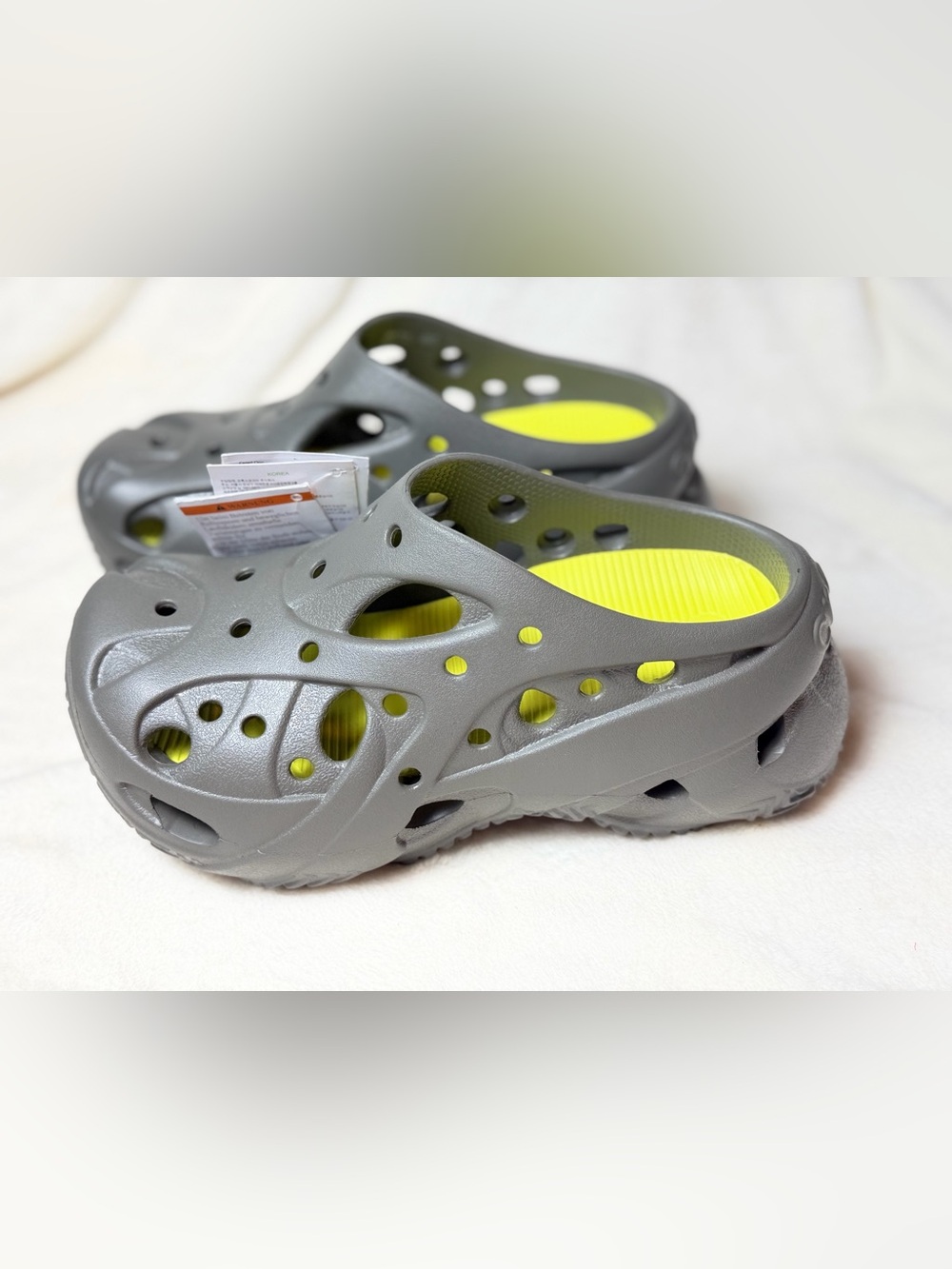 CROCS Gray Sandal Clog with Yellow Footbed
